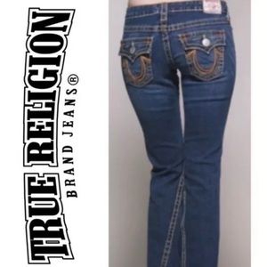 True religion distress wide flare jeans